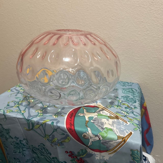 Empoli Style Art Glass Large Fishbowl Vase For Sale - Image 4 of 6