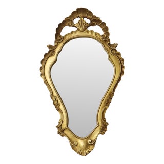 French Baroque Gold-Leaf Gilded Mirror with Crest For Sale