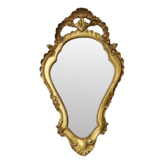 French Baroque Gold-Leaf Gilded Mirror with Crest For Sale