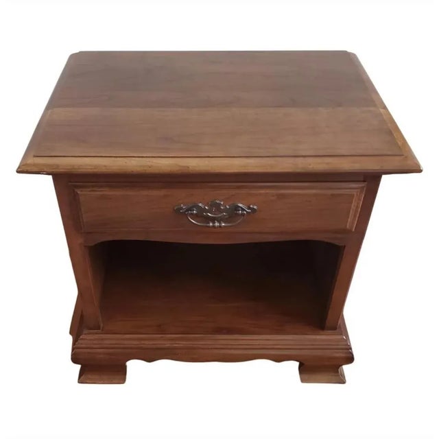Wood Stanley Furniture Solid Cherry Single Drawer Bedside Table Nightstand For Sale - Image 7 of 8