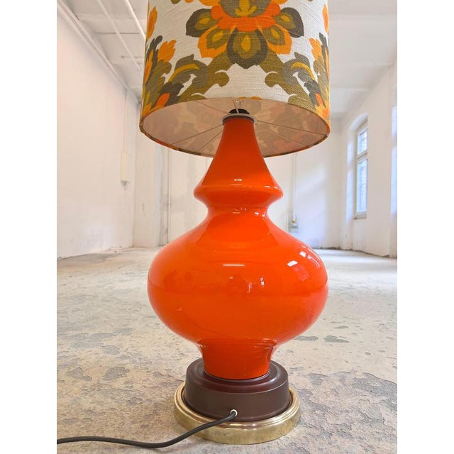 Orange Floor Lamp with Luminous Glass Base, 1970s For Sale - Image 9 of 11