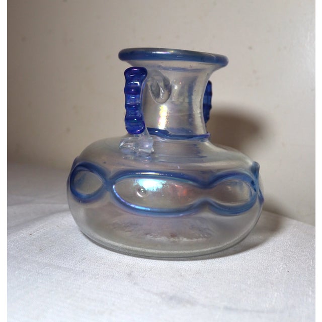 Vintage Hand Blown Murano Italian Iridescent Corroso-Scavo Glass Vase Italy For Sale In New York - Image 6 of 10