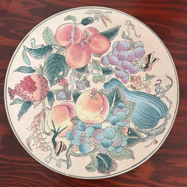 Chinoiserie Vintage Hand Painted Porcelain Fruit Plate For Sale - Image 3 of 5