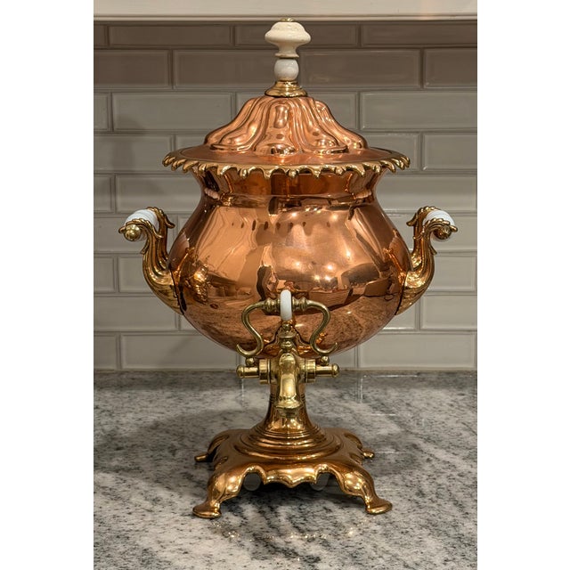 Mid-19th Century Victorian Copper & Brass Samovar Tea Urn, England, C. 1860 For Sale - Image 4 of 18