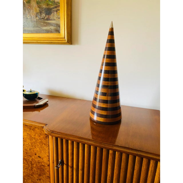 Conic Solid Wood Sculpture, Salmistraro Italy 1970s For Sale - Image 9 of 13