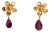 Pair of 22k Flower Stud Earring With Pink Tourmaline Briolette Drop For Sale