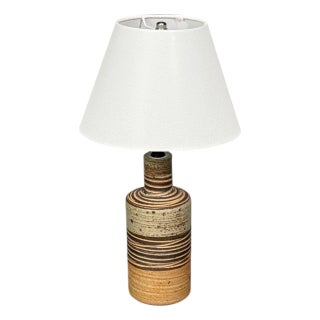 1950s Tue Poulsen, Table Lamp, Beige Stoneware, Denmark For Sale
