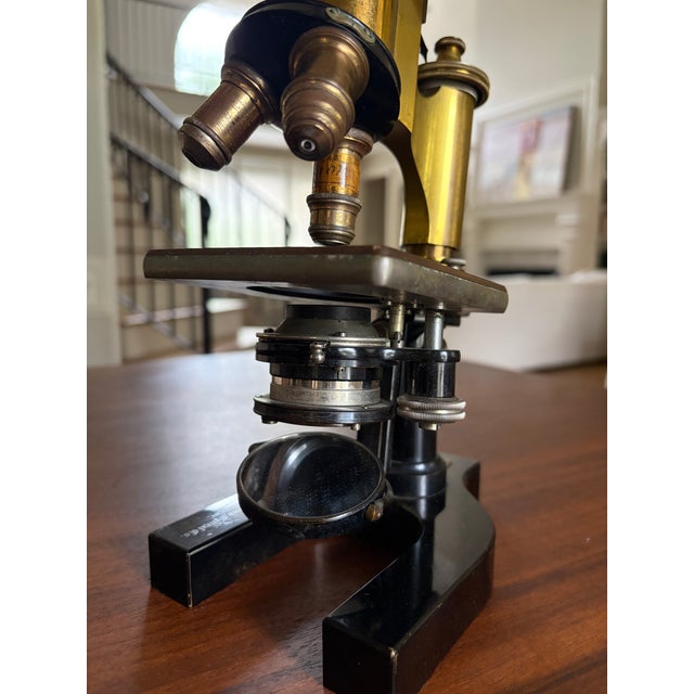 American Early 20th Century Bausch & Lomb Brass Microscope in Original Cabinet For Sale - Image 3 of 18