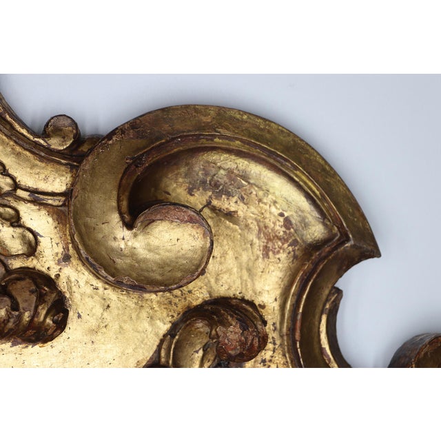 Large Portuguese Antique Wooden Cherub, Baroque Gold Leaf Angel, 18th Century, Sacred Sculpture For Sale - Image 6 of 12
