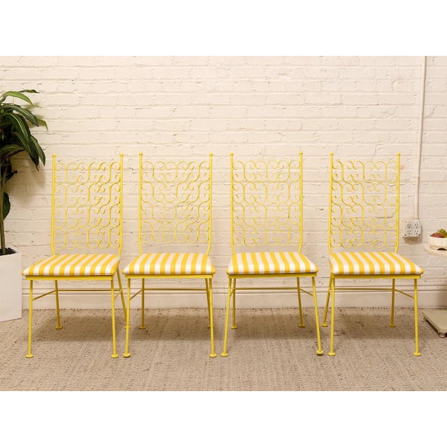 Mid 20th Century Styled After Arthur Umanoff Vintage Yellow Patio Dining Set With Glass Top Table and Four Chairs For Sale - Image 9 of 12