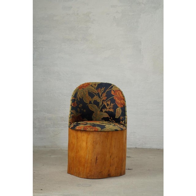 1960s Mid-Century Swedish Pine Stump Chair / Kubstol with Floral Upholstery, 1960s For Sale - Image 5 of 18