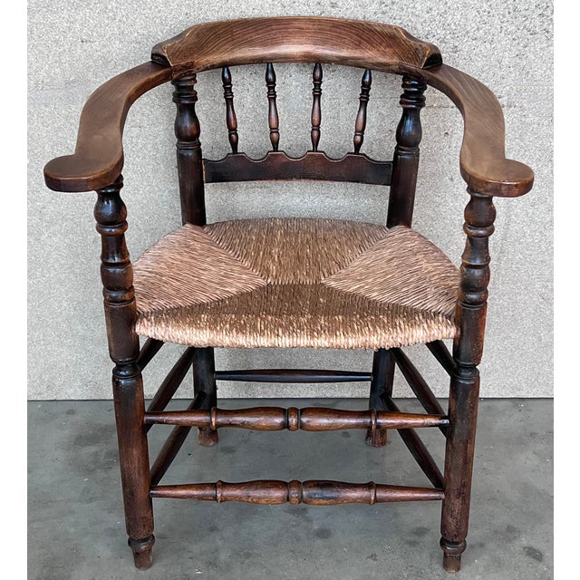 Pair of Spanish Horseshoe Back and Cane Armchairs For Sale - Image 4 of 13