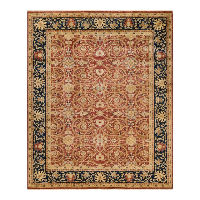 Vintage Traditional Hand Knotted Wool Area Rug, Orange - 8'1" X 9'10" For Sale