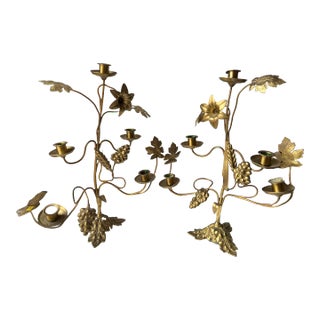 Large Pair of French Gilt Metal Candelabras- a Pair For Sale