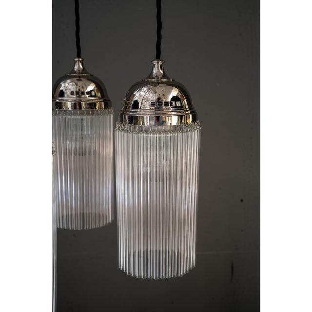 Silver Art Deco Nickel Chandelier with Glass Sticks, 1920s For Sale - Image 8 of 18