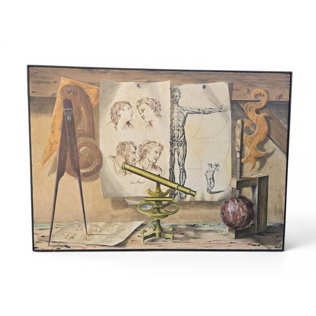 Mid-Century Modern Lucien Mathelin, Figurative Composition, Mid-20th Century, Oil Painting on Panel For Sale - Image 3 of 14