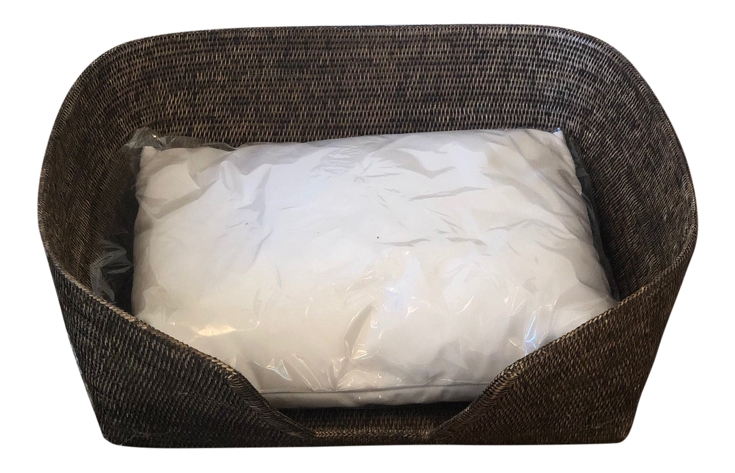 white wicker dog bed