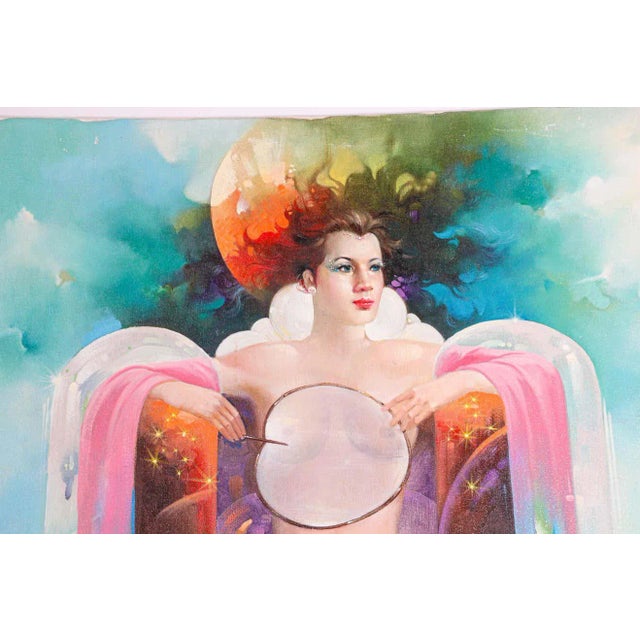 The Moon Goddess Oil Painting on Canvas For Sale - Image 11 of 13