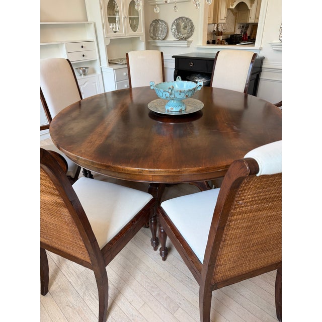 2000 - 2009 Contemporary Chesnut Round Dining Table and 8 Chairs For Sale - Image 5 of 7