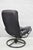 Vintage Black Leather Ekornes Stressless Style Swivel Recliner Lounge Chair For Sale - Image 10 of 17