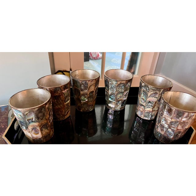 Vintage Brass and Abalone Pitcher & Glasses Set From Mexico- 7 Pieces For Sale In Saint Louis - Image 6 of 14