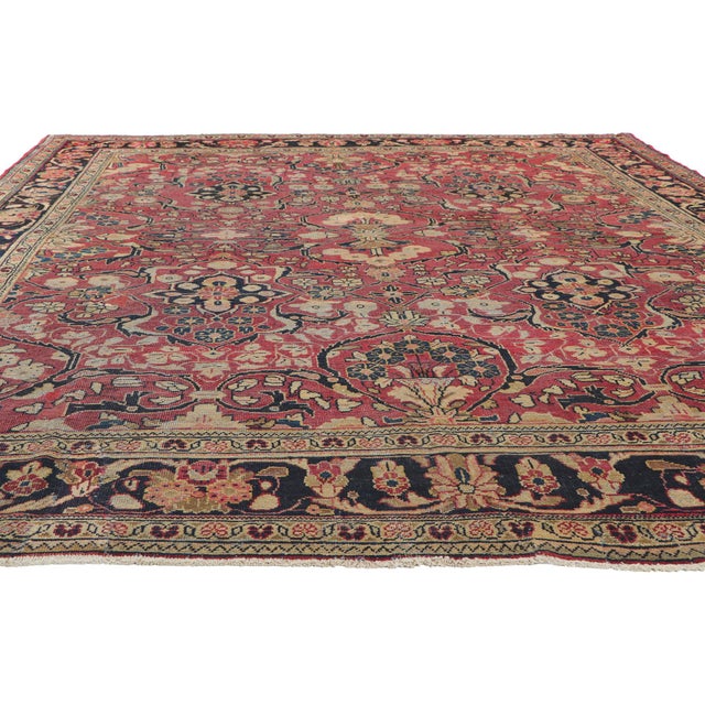 Jacobean Antique Persian Mahal Rug 09'00 X 11'07 For Sale - Image 3 of 11