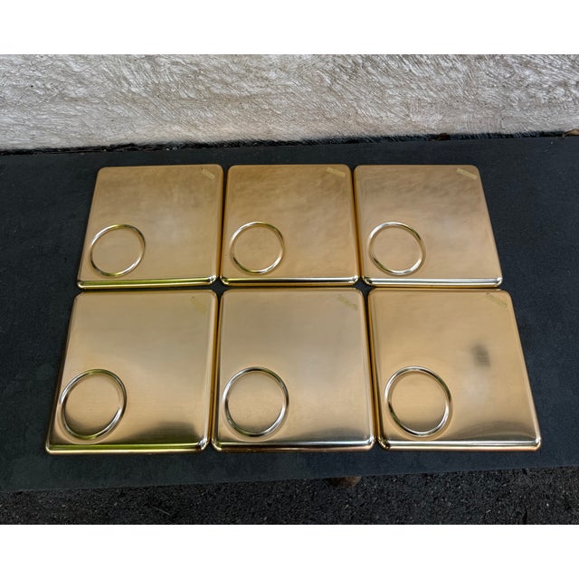 Mid-Century Modern Kaymet 760/G Gold Embossed Square Trays Coaster Divot 60's Made in England For Sale - Image 3 of 7
