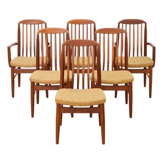 1970s Set of Six Danish Design Teak Dining Chairs Attributed to Benny Linden For Sale