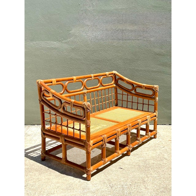 Vintage Loop Rattan Loveseat For Sale - Image 11 of 12