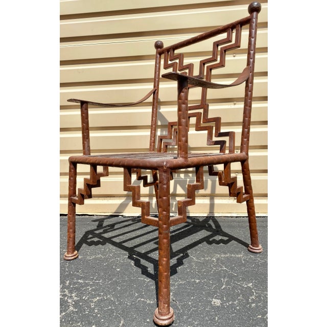 Brown Industrial Steel Ziggurat Armchairs, Set of 3 For Sale - Image 8 of 12