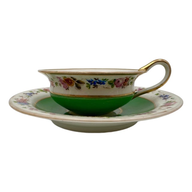 Russian Imperial Porcelain Cup and Saucer from Gardener Factory, Set of 2 For Sale