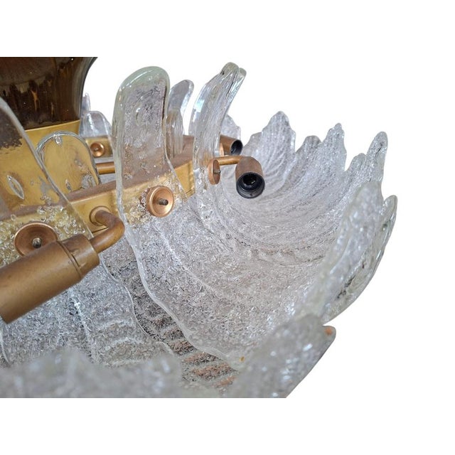 Metal Murano Glass Ceiling Light attributed to Barovier and Toso, 1950 For Sale - Image 7 of 18