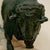 Vintage single bookend or desk accessory featuring a cast metal bison with a bronze-toned finish, mounted on a polished...