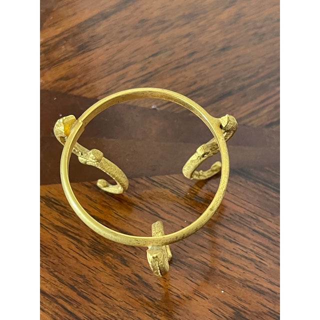 Shabby Chic Vintage Blue Glass Egg on Brass Stand For Sale - Image 3 of 3