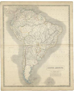 Antique Map of South America by Johnston, 1844