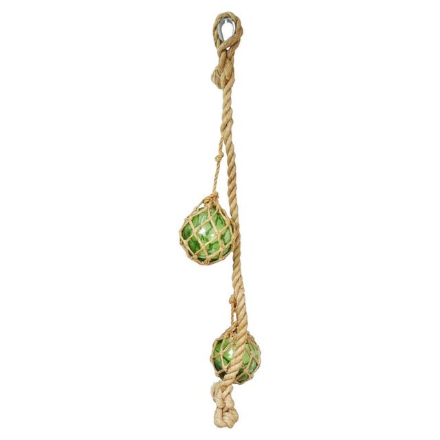 Gold Decorative Pendant with Two Glass Globes in a Fishermans Net, France, 1960s For Sale - Image 8 of 8