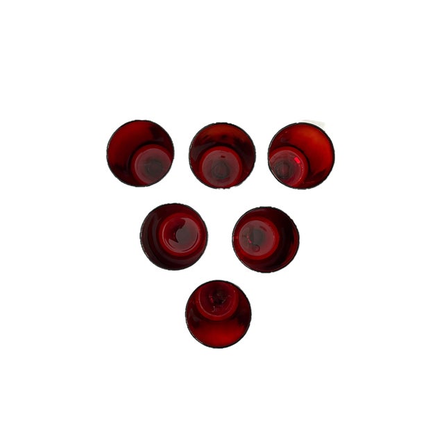 Ruby Red 1970s French Luminarc Cavalier Ruby Wine Glasses - Set of 6 For Sale - Image 8 of 11