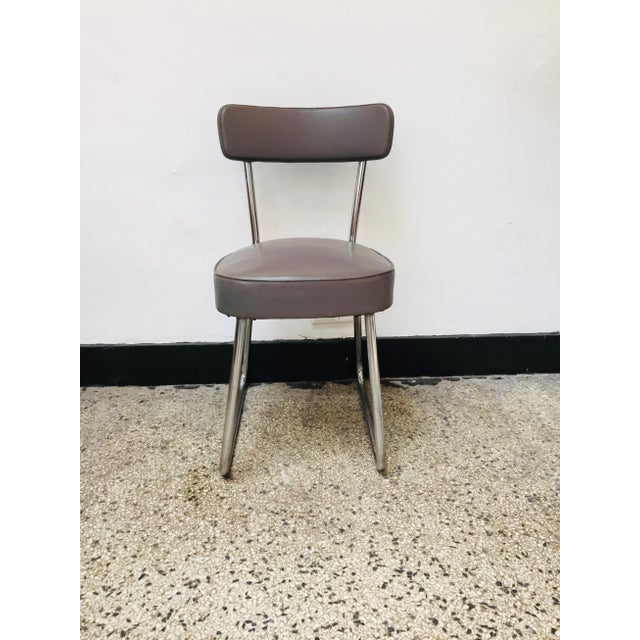 Set of Mid-Century Leatherette & Tubular Steel Chairs For Sale - Image 10 of 11