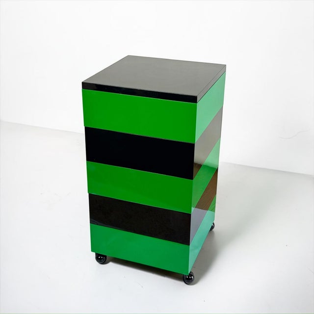 Chest of Drawers in Black and Green by Simon Fussell for Kartell, Italy, 1970s For Sale - Image 6 of 12