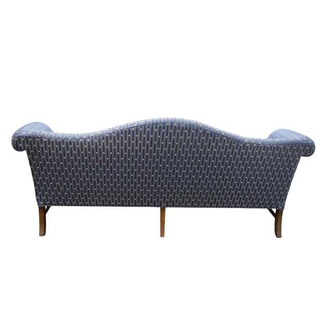Late 20th Century Ethan Allen Chippendale Style Cameback Sofa W Stretcher Base and Rolled Arms For Sale In New York - Image 6 of 9