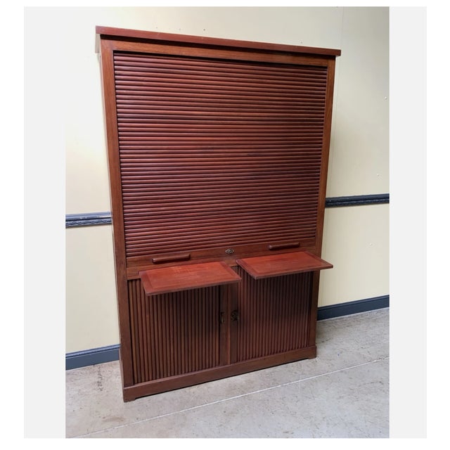 Wood Art Nouveau Roller Shutter Archive Cabinet, 1910 For Sale - Image 7 of 11