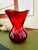 Vintage Art Glass Pitcher Attributed to Blenko Ruby Red With Amber Handle Mid Century Modern For Sale In Chicago - Image 6 of 9