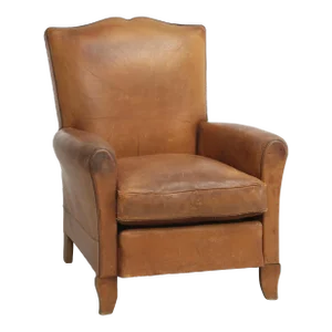 Vintage French Club Chair in All Original Leather Properly Internally Restored