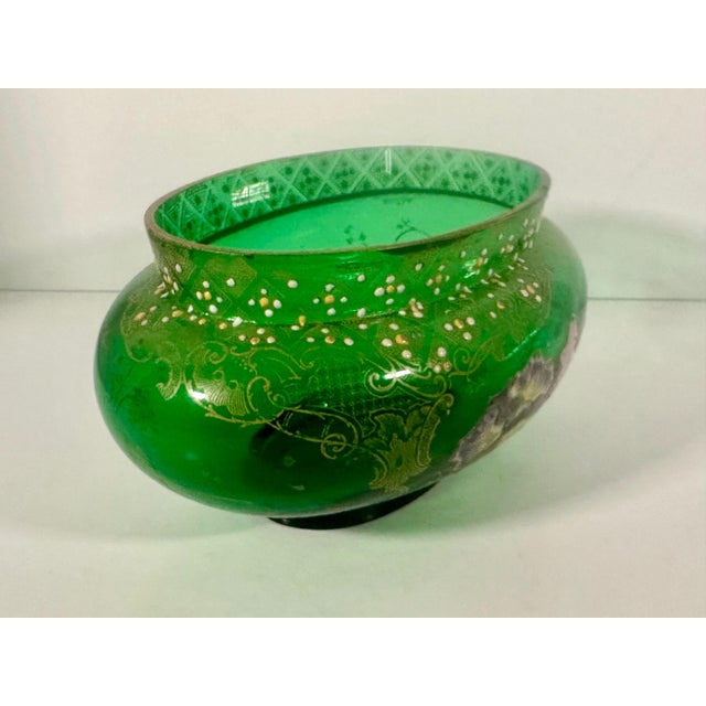 Green Legras Mont Joye Enameled Art Glass Vase, c. 1900 For Sale - Image 8 of 10