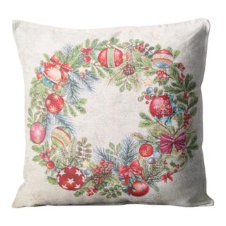 Christmas Wreath Woven Cushion With Feather Filler - 42x42cm (17"x17") For Sale