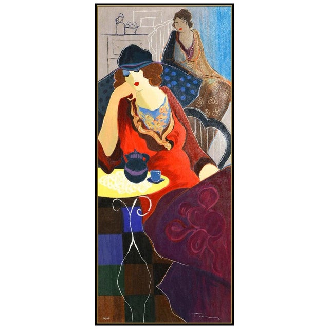Art Deco Late 20th Century Tired at Tea, Itzchak Tarkay For Sale - Image 3 of 6