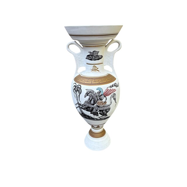 Mid 20th Century Mid 20th Century Neoclassical Greco-Roman Ceramic Floor Vase For Sale - Image 5 of 11