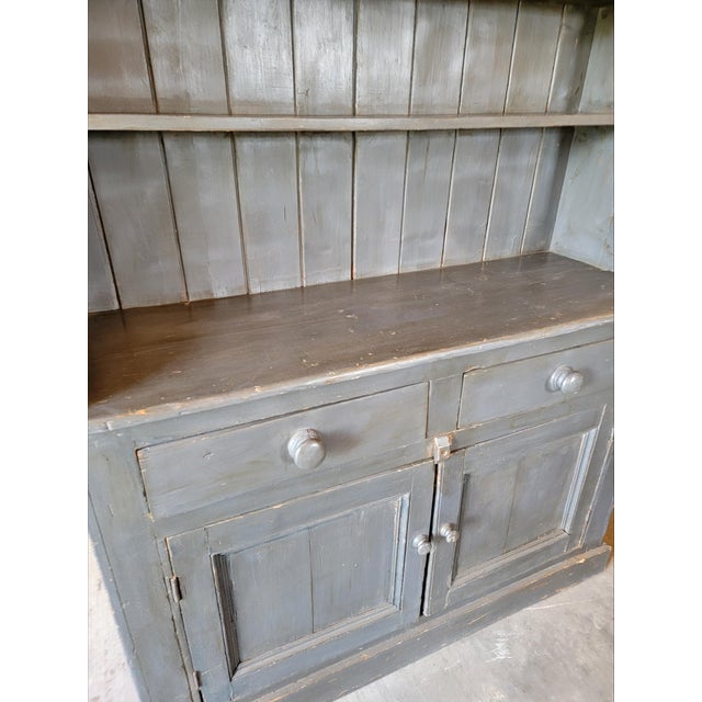 Antique Rustic One Piece Pine Dresser From Southern England in a Wonderful Grey/Blue Color - Circa 1890 For Sale - Image 17 of 17