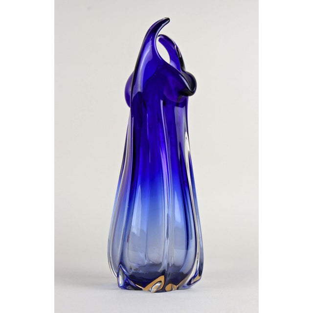 Glass Mid-Century Modern Blue Murano Glass Vase, Italy, 1970 For Sale - Image 7 of 18