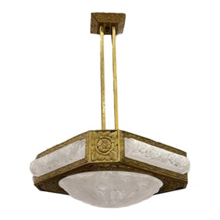 French Art Deco Chandelier Signed by Degué For Sale